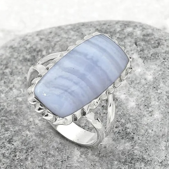 Blue lace agate Sterling silver rings - Picture 2 of 8